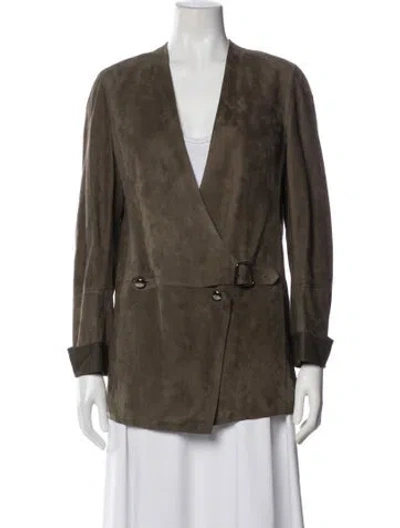 Pre-owned Akris Suede Blazer W/ Tags In Green
