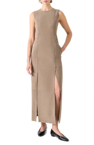 Akris Suede Column Dress In Brown