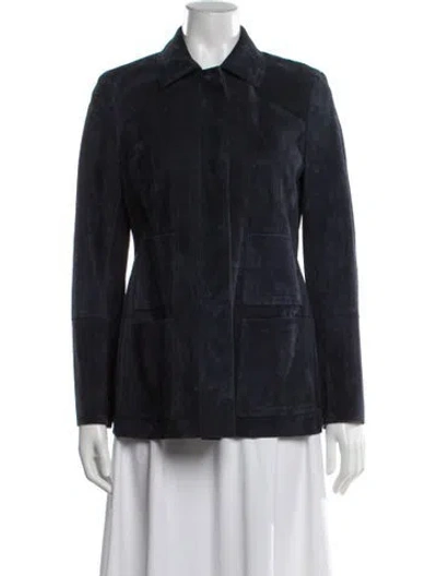 Pre-owned Akris Suede Jacket In Blue