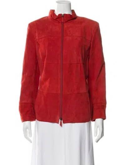 Pre-owned Akris Suede Jacket In Red