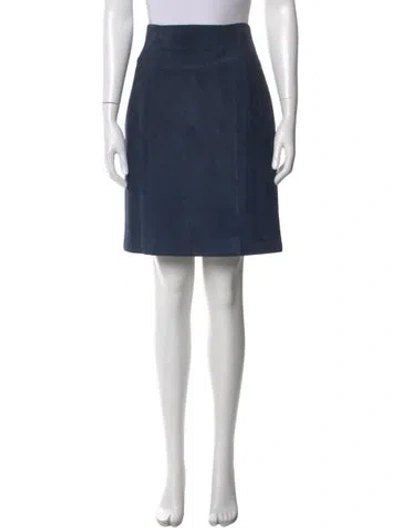 Pre-owned Akris Suede Knee-length Skirt In Blue