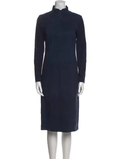 Pre-owned Akris Suede Midi Length Dress In Blue