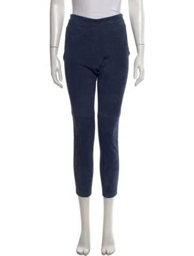 Pre-owned Akris Suede Skinny Leg Pants In Blue
