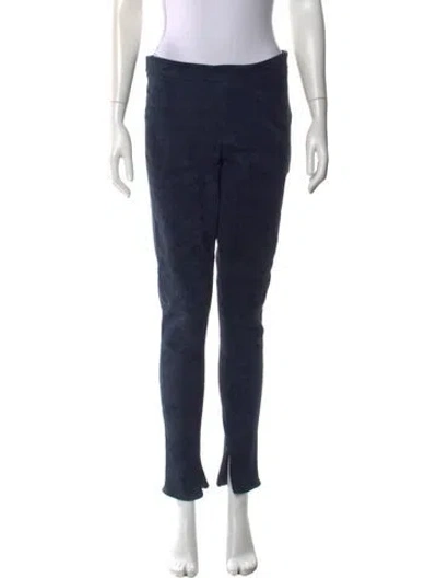 Pre-owned Akris Suede Straight Leg Pants In Blue