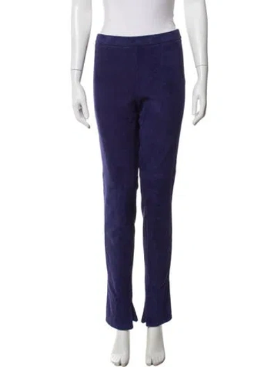 Pre-owned Akris Suede Straight Leg Pants In Blue