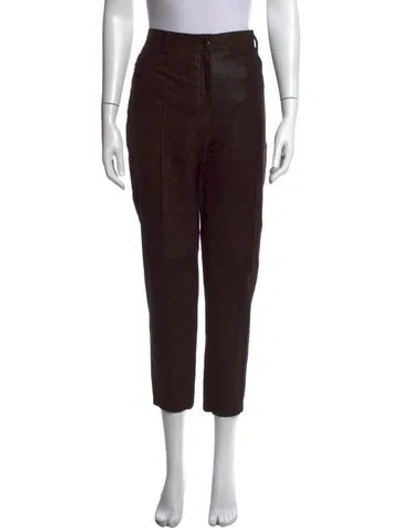 Pre-owned Akris Suede Straight Leg Pants In Brown
