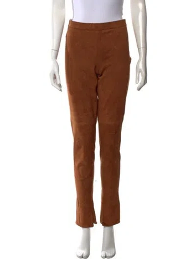 Pre-owned Akris Suede Straight Leg Pants In Neutrals
