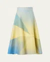 Akris Sunbeam Print Cotton Midi Skirt In Multi