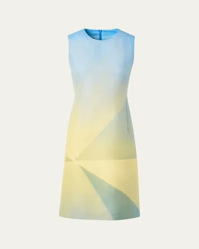AKRIS SUNBEAM PRINT SILK SLEEVELESS DRESS