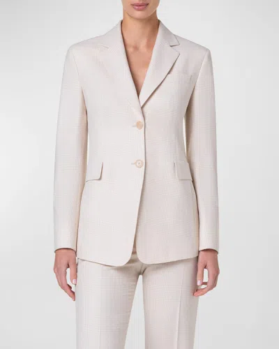 Akris Taddeo Check Single-breasted Jacket In Cream