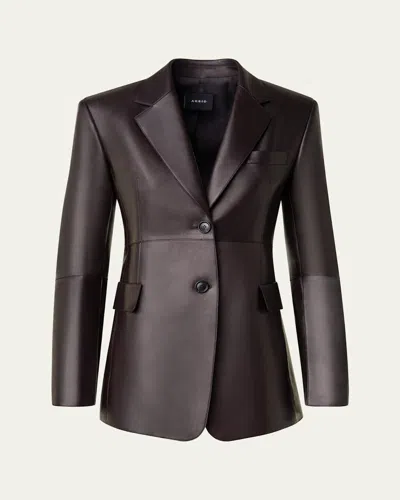 Akris Taddeo Leather Jacket In Brown
