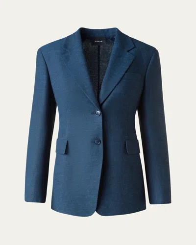 Akris Taddeo Linen Jacket In Blue