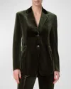 Akris Taddeo Stretch Velvet Blazer Jacket In Kale Green