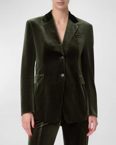 Akris Taddeo Stretch Velvet Blazer Jacket In Kale Green