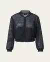 Akris Taide Flower Embroidered Tulle Bomber Jacket In Black