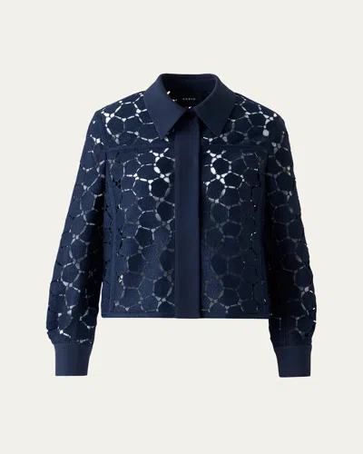 Akris Talitha Broken Stones Embroidered Jacket In Blue