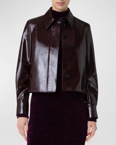 Akris Talitha Patent Nappa Leather Shirt Jacket In Purple