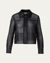 Akris Talitha Short Techno Stripe Boxy Jacket In Black