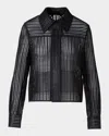 Akris Talitha Short Techno Stripe Boxy Jacket In Black