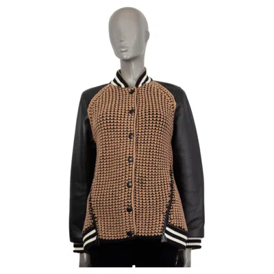 Pre-owned Akris Tan & Black Cashmere Leather Sleeve Bomber Jacket 36 S