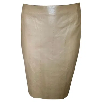 Pre-owned Akris Tan Nappa Lambskin Leather Skirt In Brown