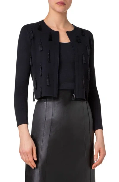Akris Tassel Embellished Zip-up Cardigan In Black