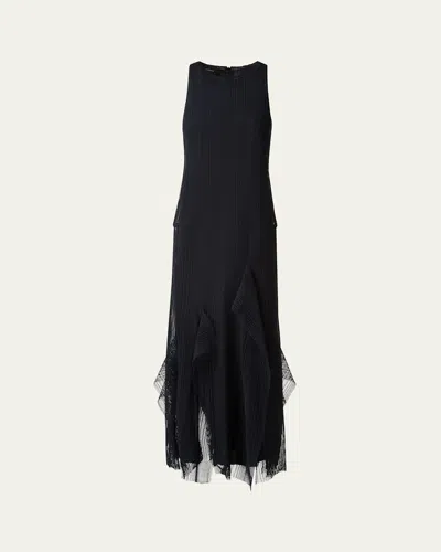 Akris Techno Degrade Stripe Embroidered Dress In Black