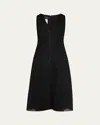 Akris Techno Grid V-neck Midi Dressi