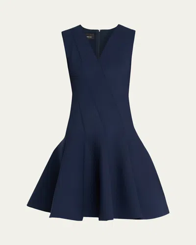 Akris Techno Neoprene Fit-and-flare Dress In Blue