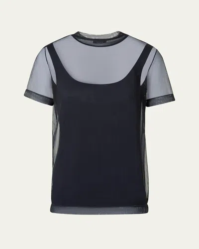 Akris Techno Tulle Stretch T-shirt In Black