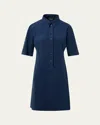 Akris Techno Ultrasuede Mini Polo Shirtdress In Blue
