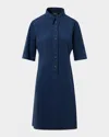 Akris Techno Ultrasuede Mini Polo Shirtdress In Blue