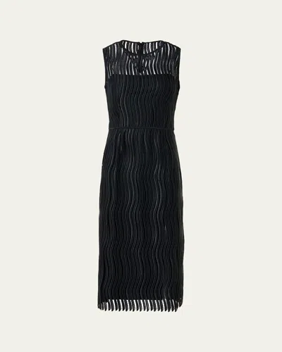 Akris Techno Wave Guipure Sheath Midi Dress In Black