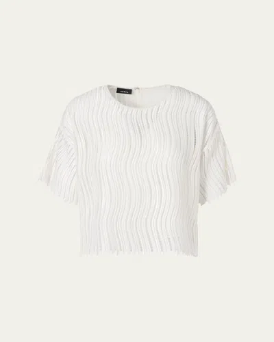Akris Techno Wave Guipure Short-sleeve Blouse In White