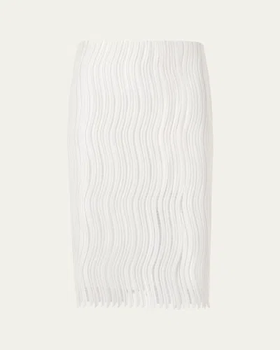 Akris Techno Wave Guipure Slit Pencil Skirt In White
