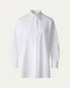 Akris Oversize Pleated Panel Cotton Voile Button-up Shirt In Pure White