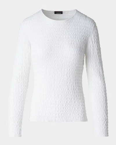 Akris Textured Knit Crewneck Sweater In Ecru