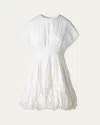 Akris Textured Silk Bubble-hem Mini Dress In Ecru