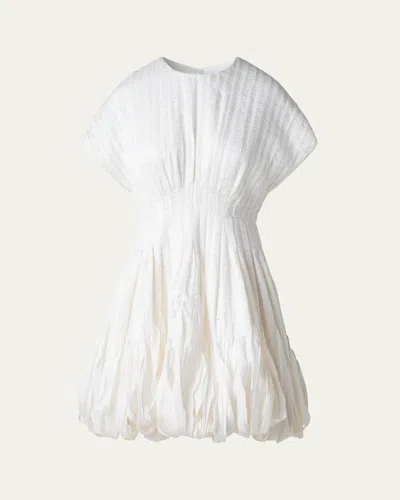 Akris Textured Silk Bubble-hem Mini Dress In Ecru