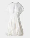 Akris Textured Silk Bubble-hem Mini Dress In Ecru