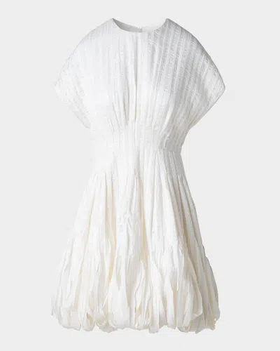AKRIS TEXTURED SILK BUBBLE-HEM MINI DRESS