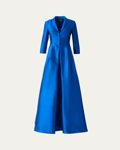 Akris Three-quarter Sleeve Flared Long Silk Coat Dress