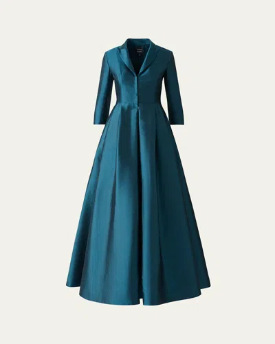 Akris Three-quarter Sleeve Flared Long Silk Coat Dress