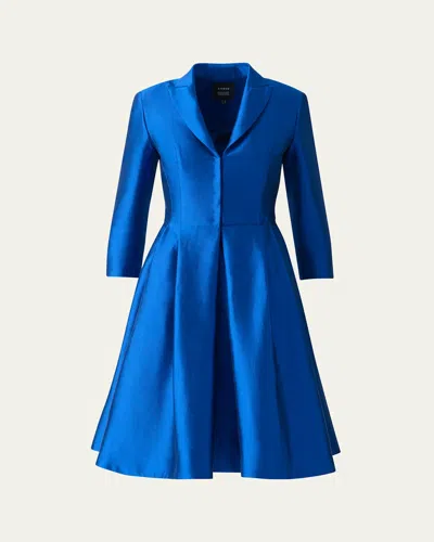 Akris Three-quarter Sleeve Flared Short Silk Coat Dress