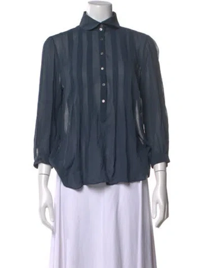 Pre-owned Akris Three-quarter Sleeve Blouse In Blue