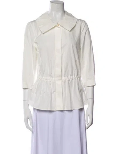 Pre-owned Akris Three-quarter Sleeve Button-up Top In Neutral