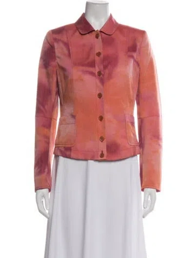 Pre-owned Akris Tie-dye Print Blazer In Orange/pink