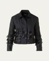 Akris Timo Wave Ribbons Jacquard Short Jacket In Black