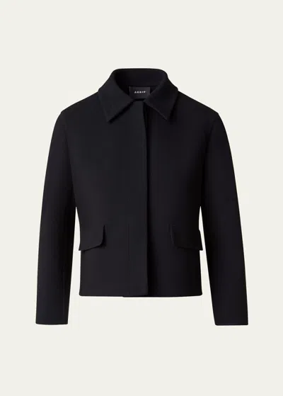 Akris Timo Wool Crepe Short Jacket In Black