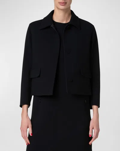 Akris Timo Wool Crepe Short Jacket In Black